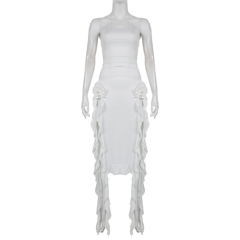 Party Style White Irregular Sleeveless Backless Dress