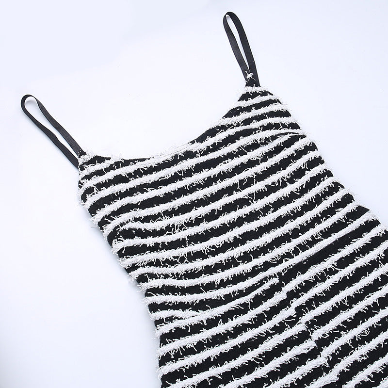 Sexy Black Striped Backless Sleeveless Flared Jumpsuits