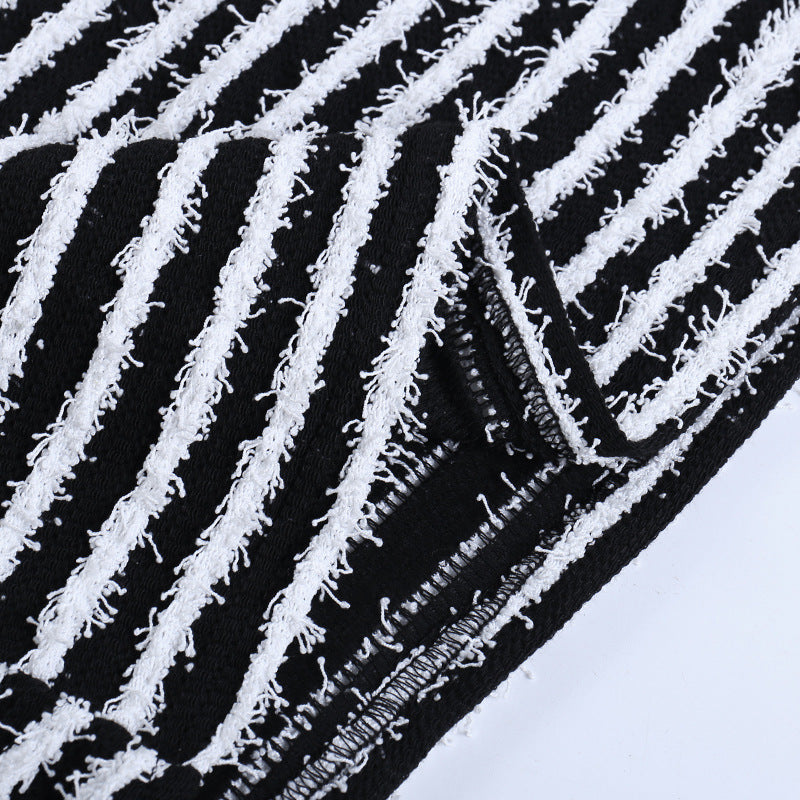 Casual  Striped  Halter Black Short Dress