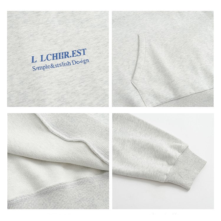 Letter Printed Loose Hooded Tops For Ladies