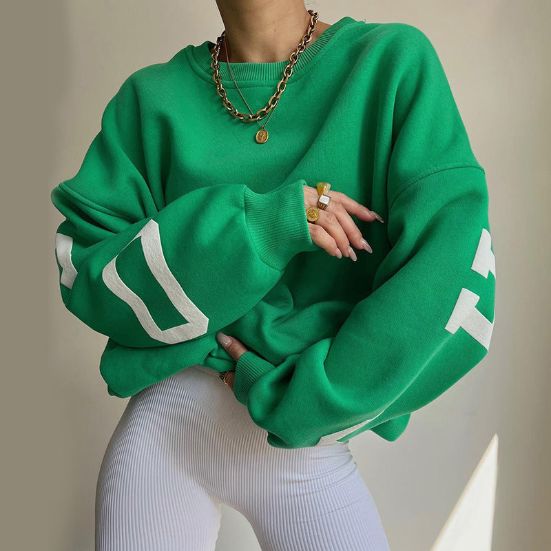 Casual Round Neck Printing Women's Sweater