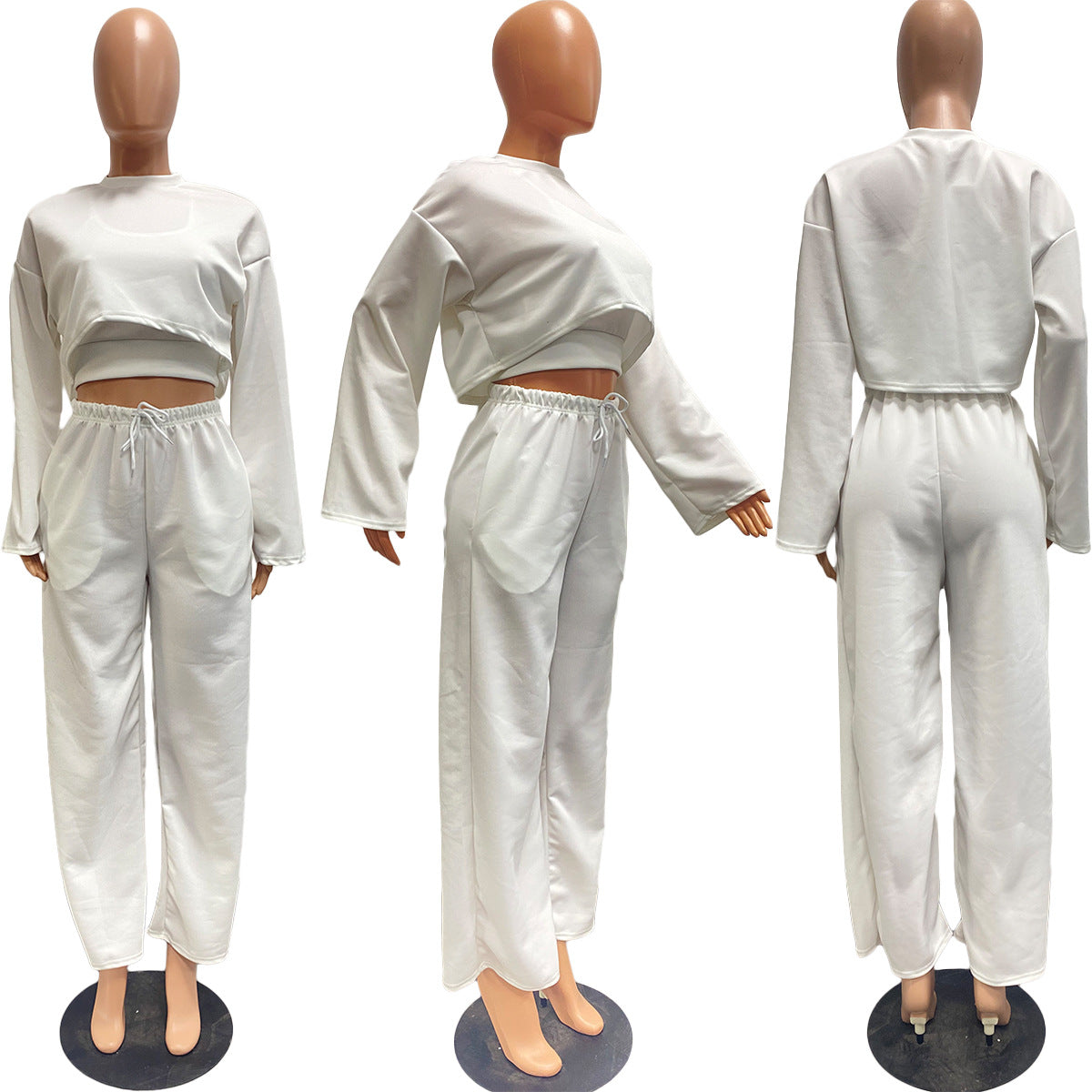 Casual White Matching 3 Piece Jogger Pant Sets