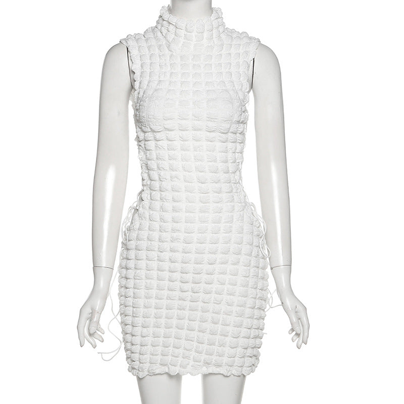 Designer Ruched Seductive Tie Wrap Sleeveless Dress