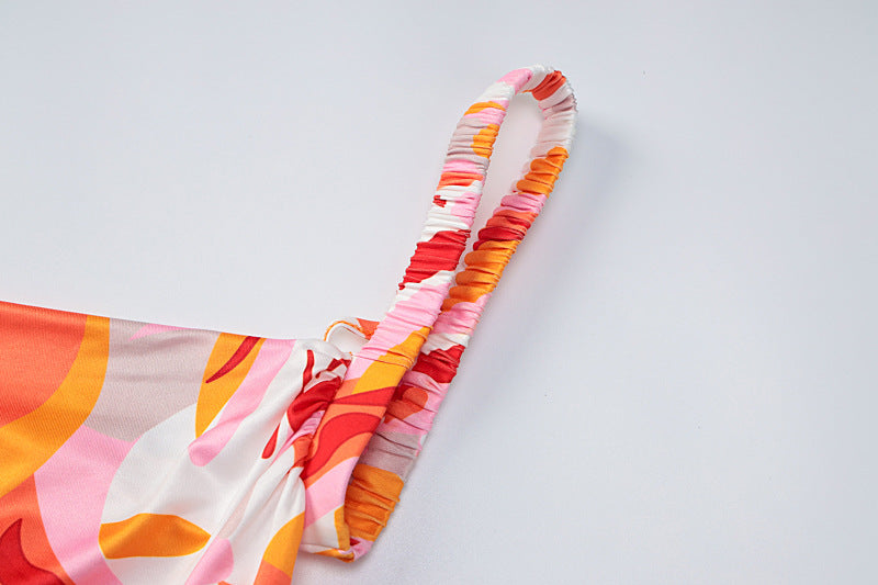 Tie Wrap  Backless Sleeveless Printed Ladies Summer Dress