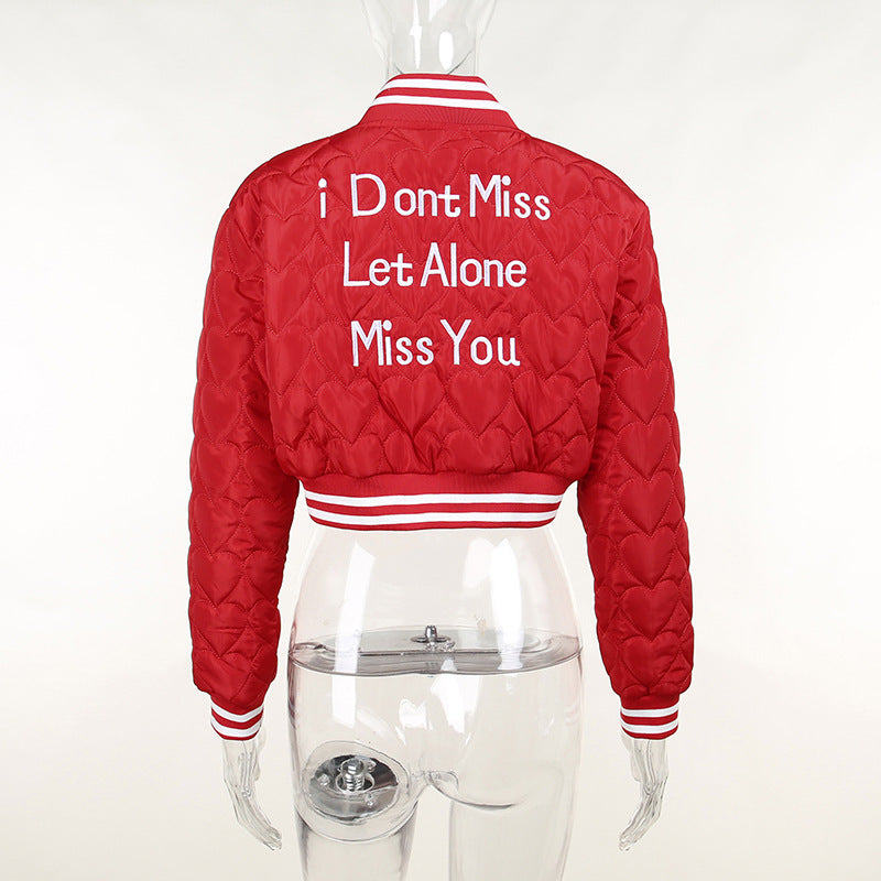 Autumn Casual Letter Embroidery Short Baseball Jacket