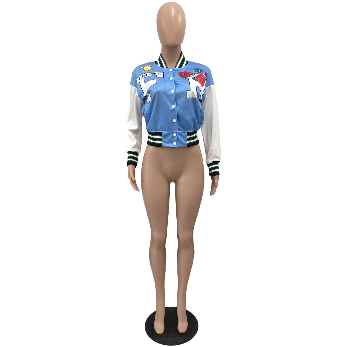 Women's Fashion Printing Stand Collar Long Sleeve Jackets