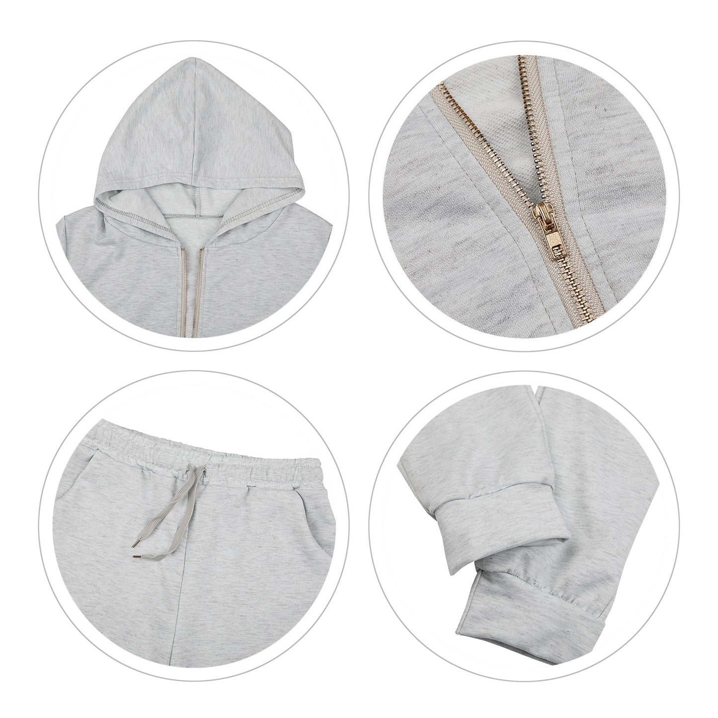 Pure Color Leisure Hooded Women's Three-piece Set
