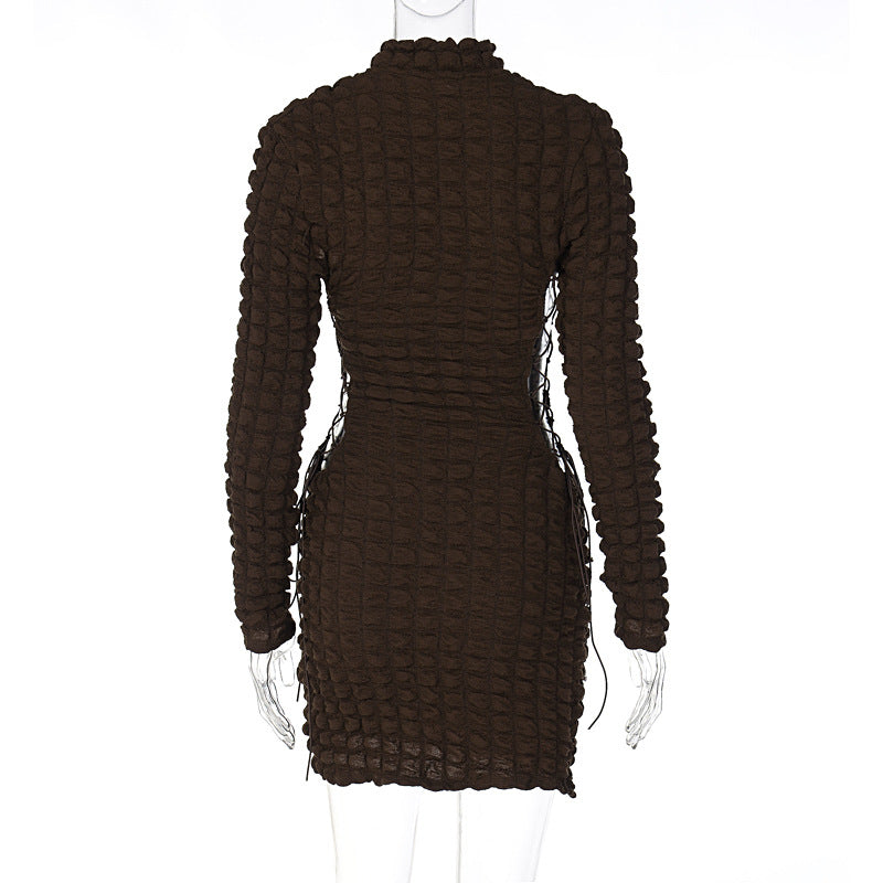 Fall Ruched Long Sleeve Short Dresses For Women