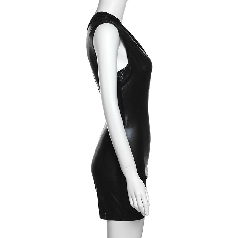 Tight Pure Color Oblique Shoulder Sleeveless Women's Rompers