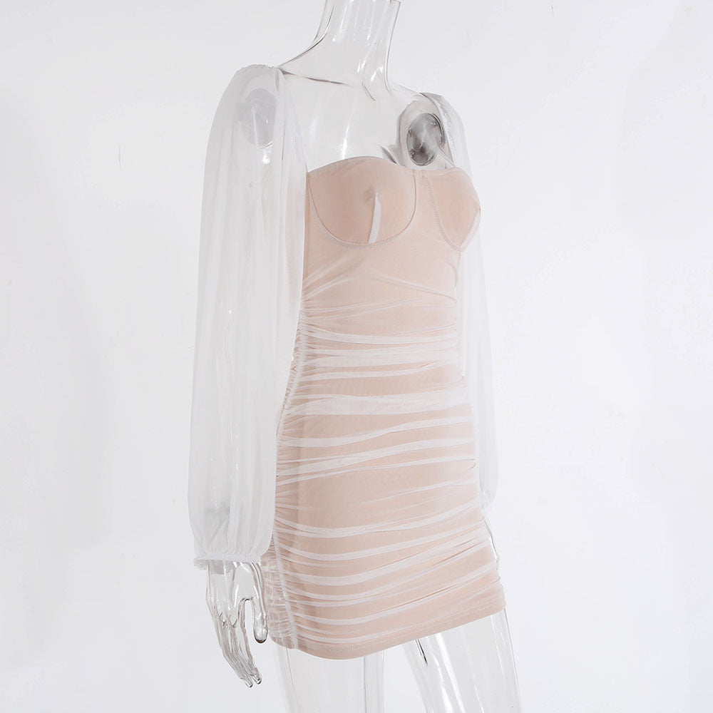Sexy Square Collar See Through Women's Dress