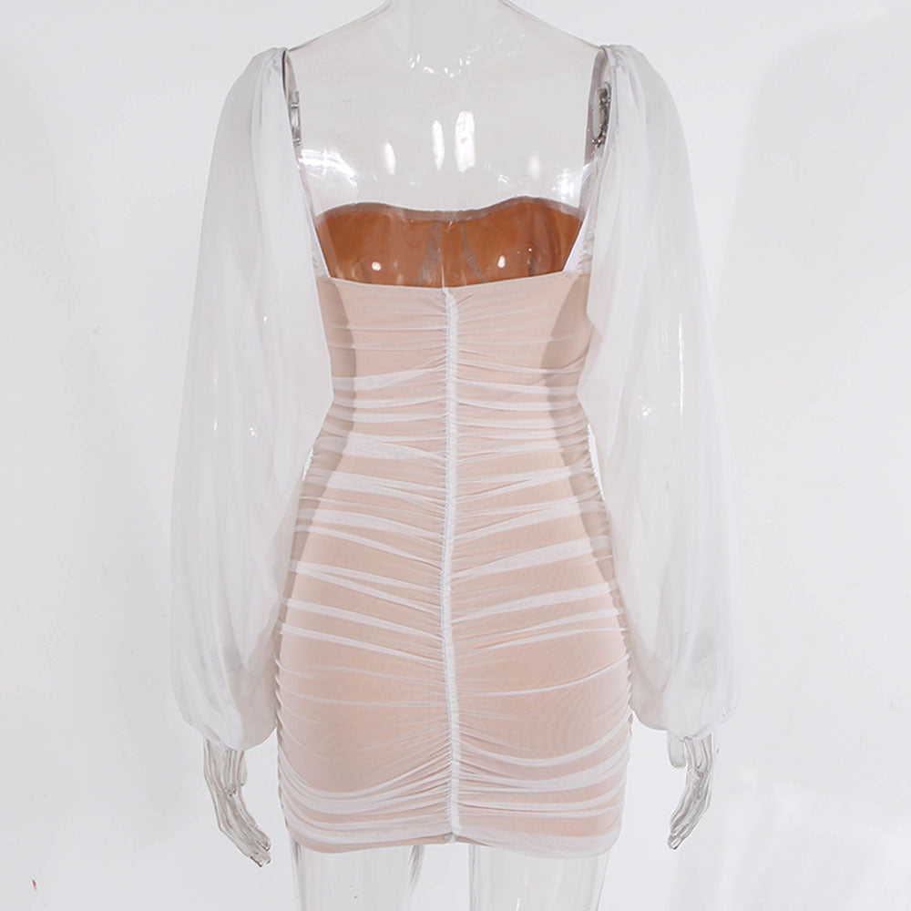 Sexy Square Collar See Through Women's Dress