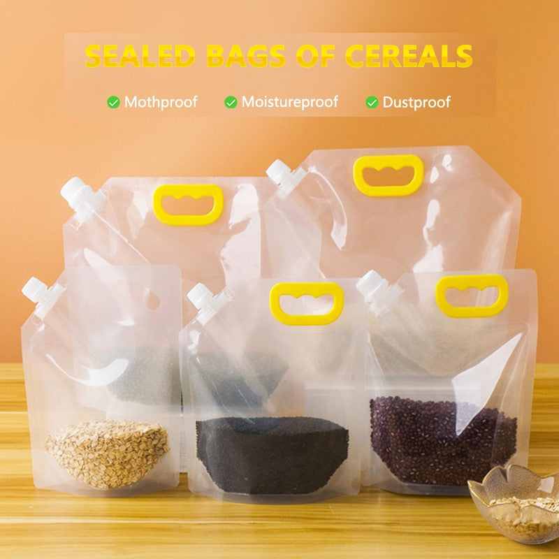 10 PCS Grains Sealed Bag Kitchen Storage Bag Grain Moisture-Proof Transparent Portable Food-Grade Storage Bag