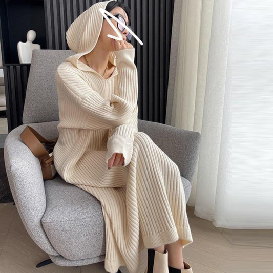 Lazy Style Loose Hooded Women's Long Sleeve Dress