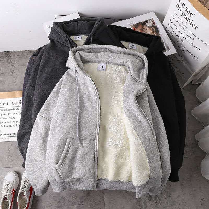 Pure Color Hooded Women's Casual Coats