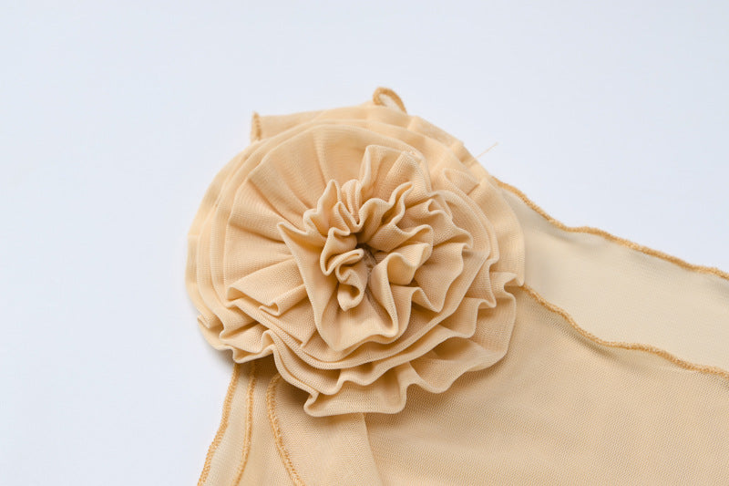 Stringy Selvedge  Sleeveless Flower  See-Through Dress