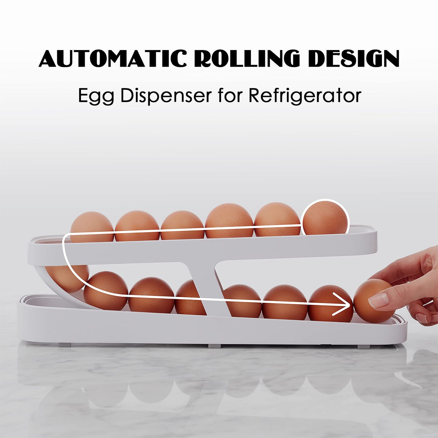Automatic Scrolling Egg Rack Holder Storage Box Egg Basket Container Organizer Rolldown Refrigerator Egg Dispenser For Kitchen