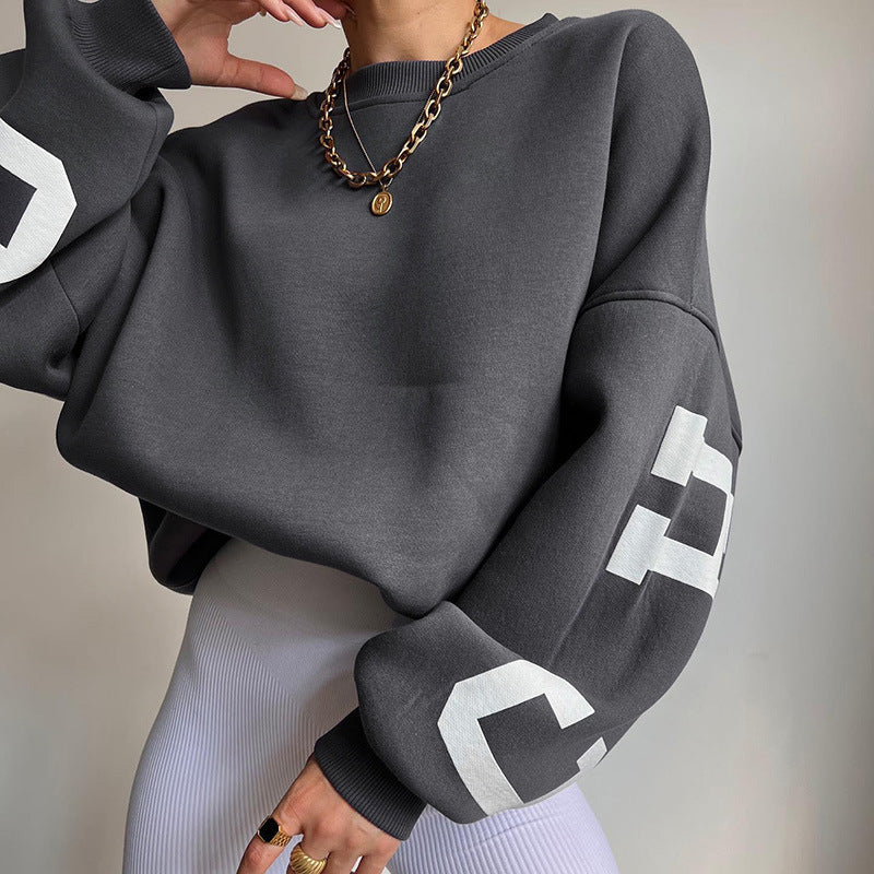 Casual Round Neck Printing Women's Sweater