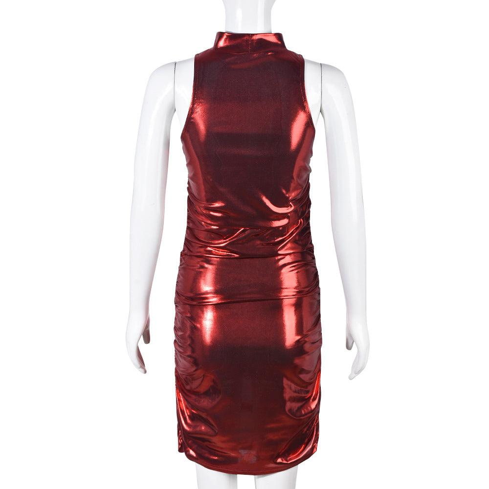 Wine Red Ruched Women Mini Club Bar  Dress
