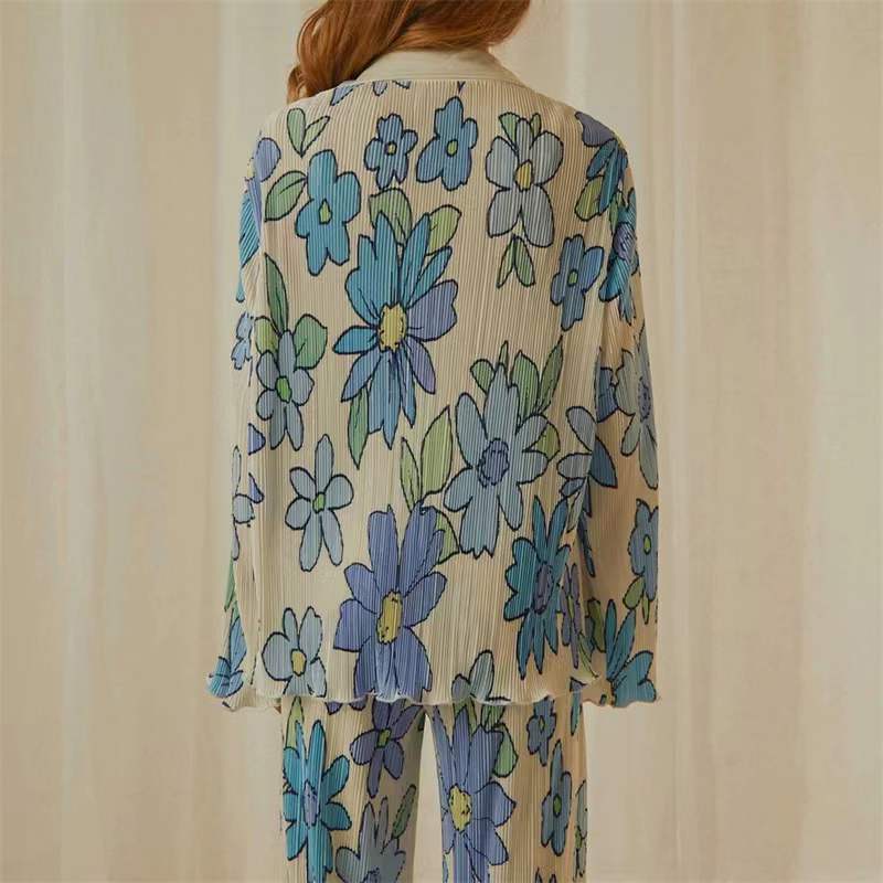Summer Casual Printing Long-sleeved 2 Piece Trouser Sets