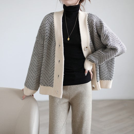 Cozy Wool  V Neck Sweater Coats