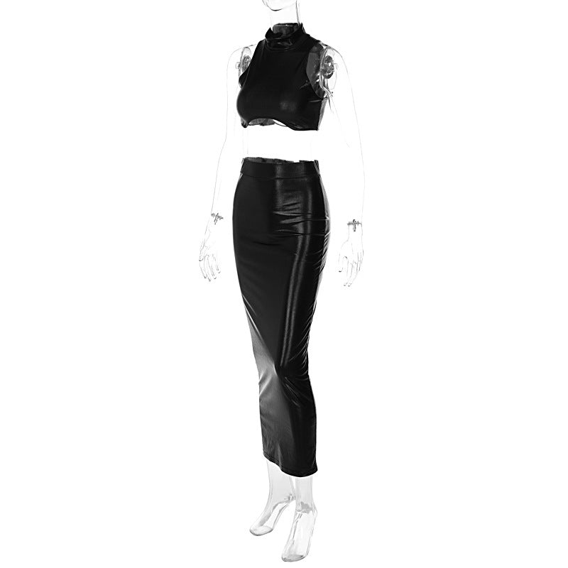 Sexy Sleeveless Crop Top And Long Skirt Women's Set
