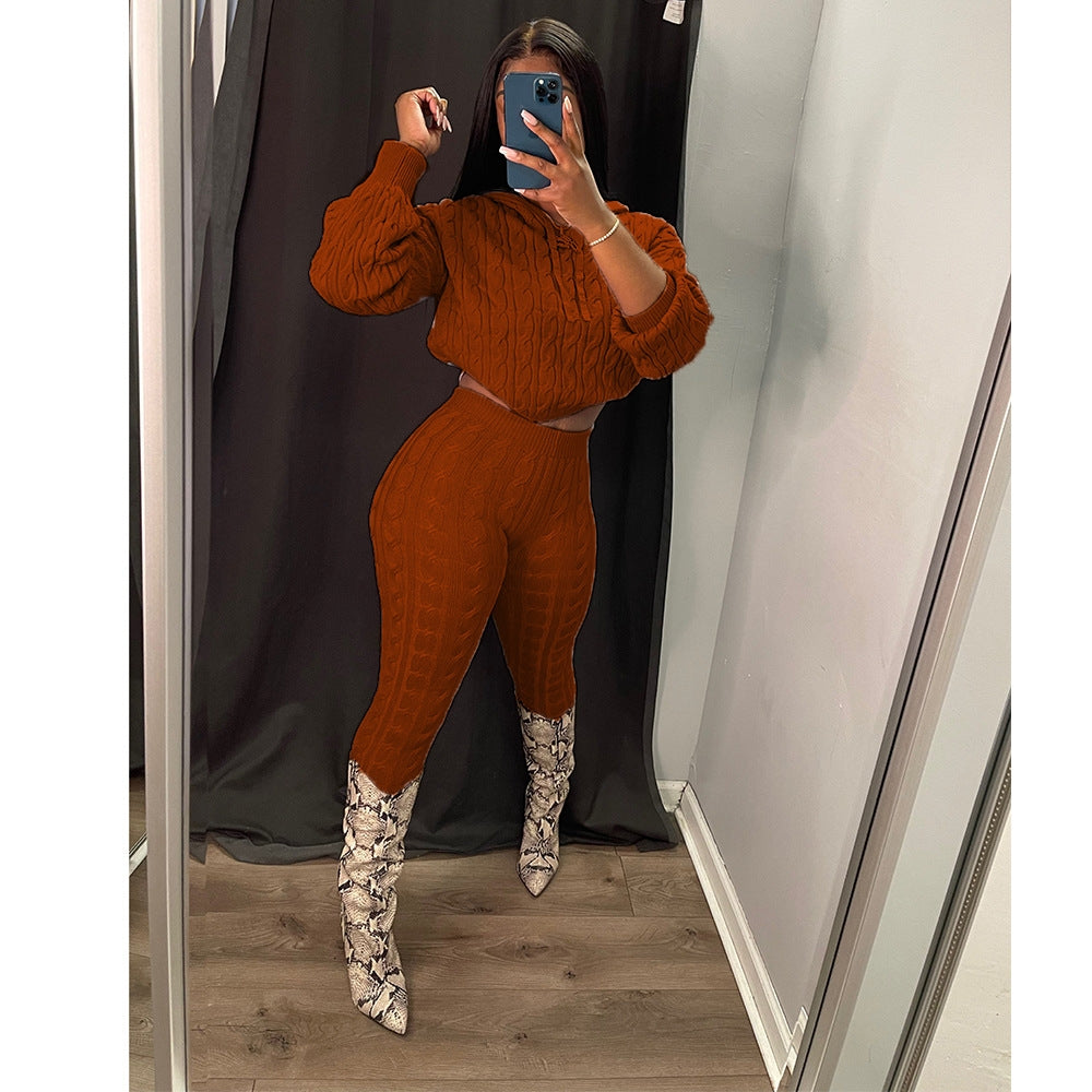 Women Solid Sweater Matching 2 Piece Trouser Sets